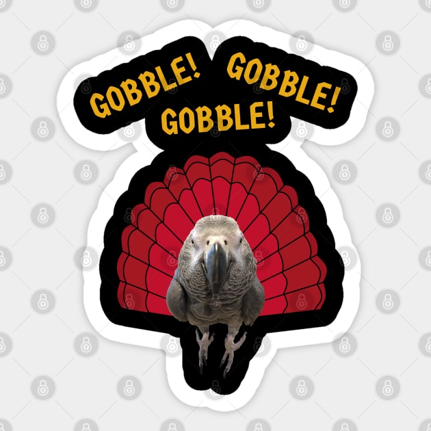 Gobble! Turkey Thanksgiving African Grey Parrot Sticker by Einstein Parrot